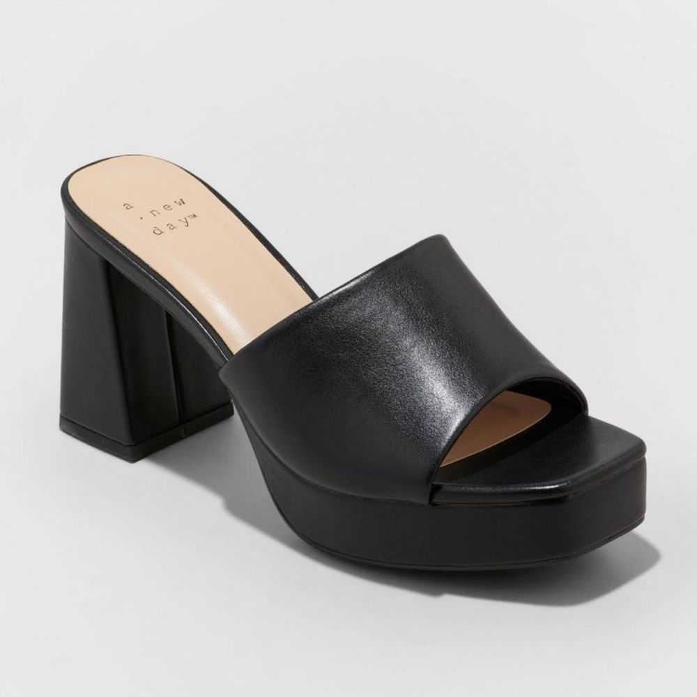 Women's Kathy Platform Mule Heels - A New Day Black 9